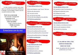 TALLER LOCUCION AUDIOVISUAL Y DOBLAJE JULIO 2020 27 AL 31 CARA B TRÍPTICO-